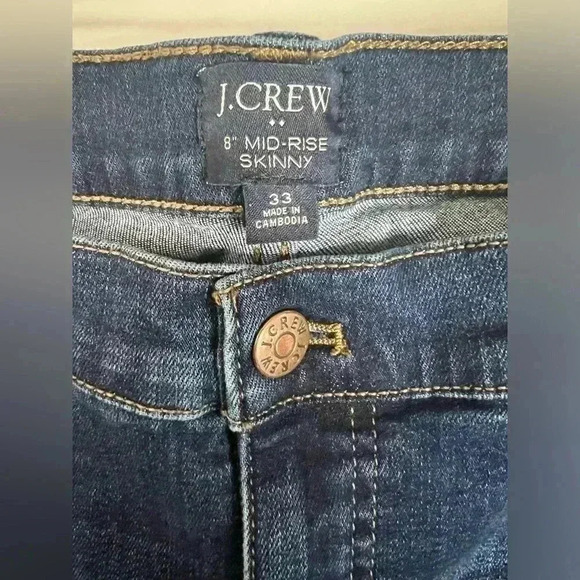 J. Crew Women’s 8” Dark Denim Mid-Rise Skinny Jeans - Size 33 - Picture 4 of 5